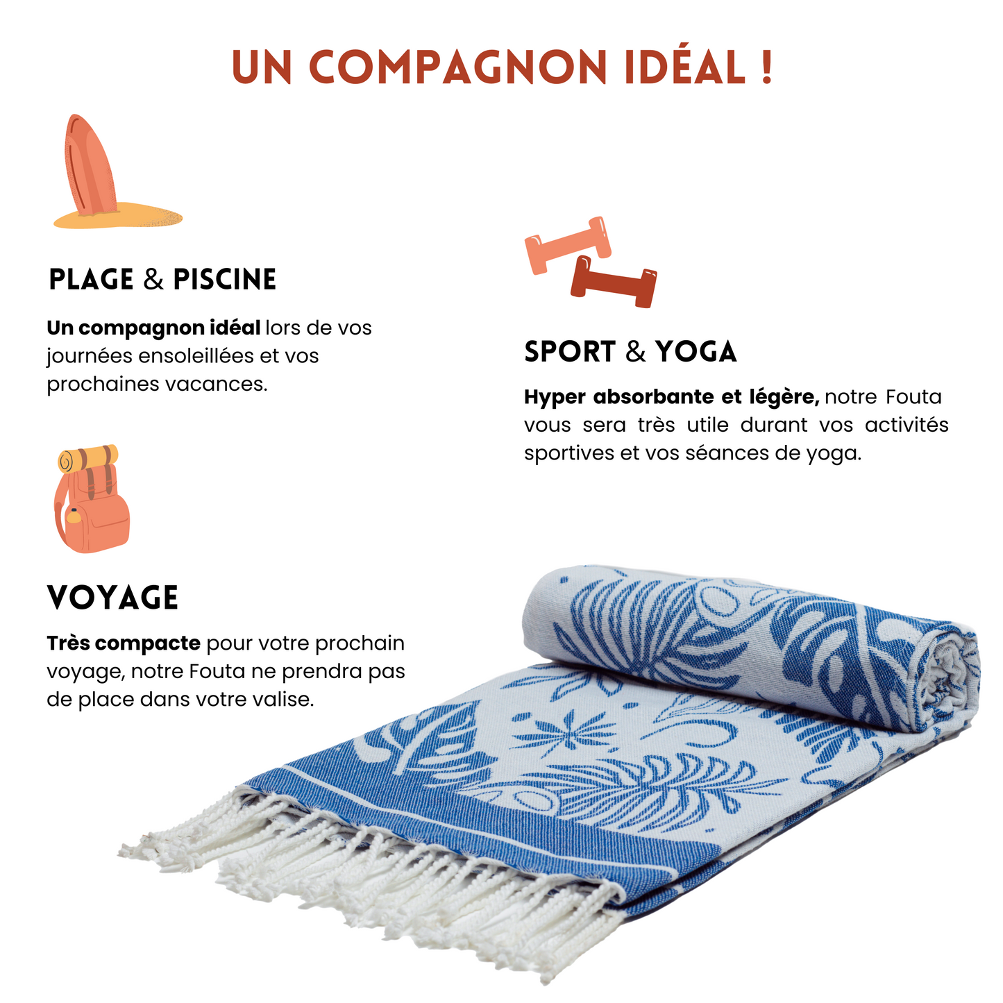 Serviette de Plage Fouta | Nouvelle Collection Motif Tropical 100CM*200CM