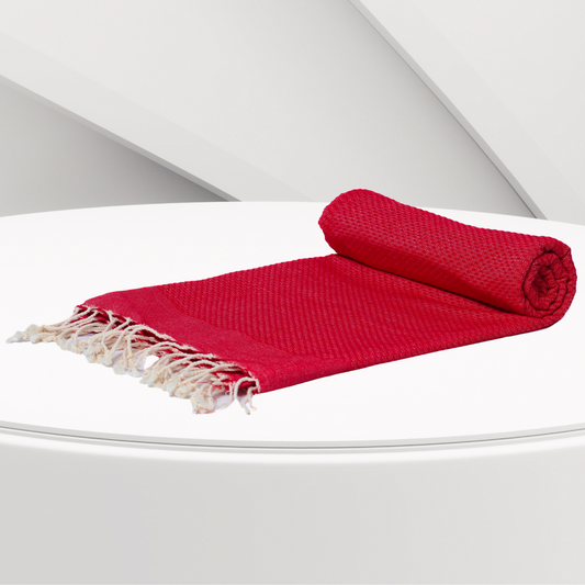 Serviette Plage | Fouta Nid D'abeille Rouge 100 CM * 200 CM