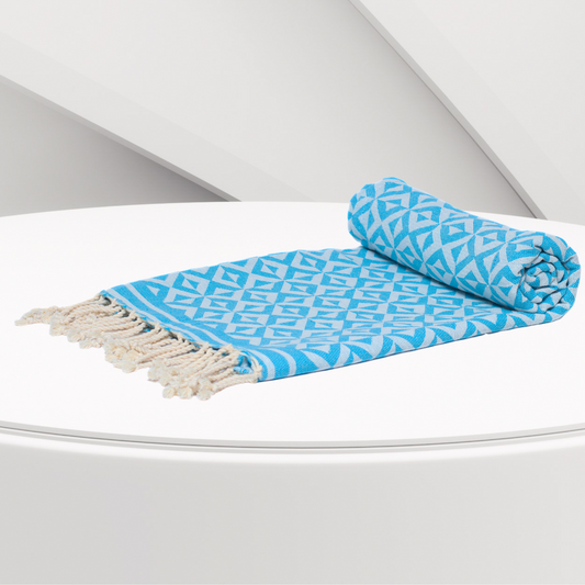 Serviette Plage | Fouta Plage Motif Losange Bleu 100 CM * 200 CM