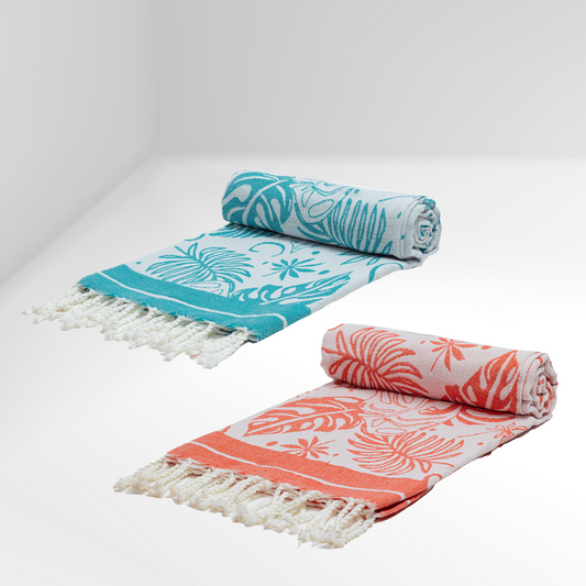 2 Serviettes de Plage Fouta | Nouvelle Collection Motif Tropical